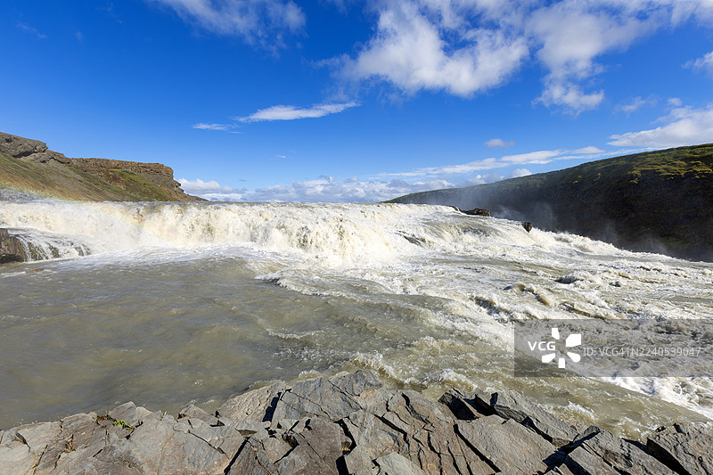 冰岛黄金圈公路上的著名黄金瀑布图片素材
