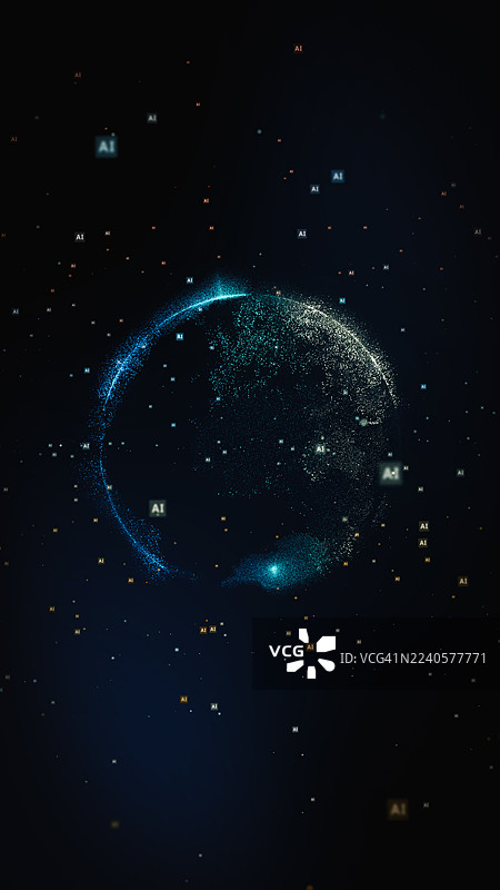 人工智能数据节点和网络连接的未来数字地球图片素材