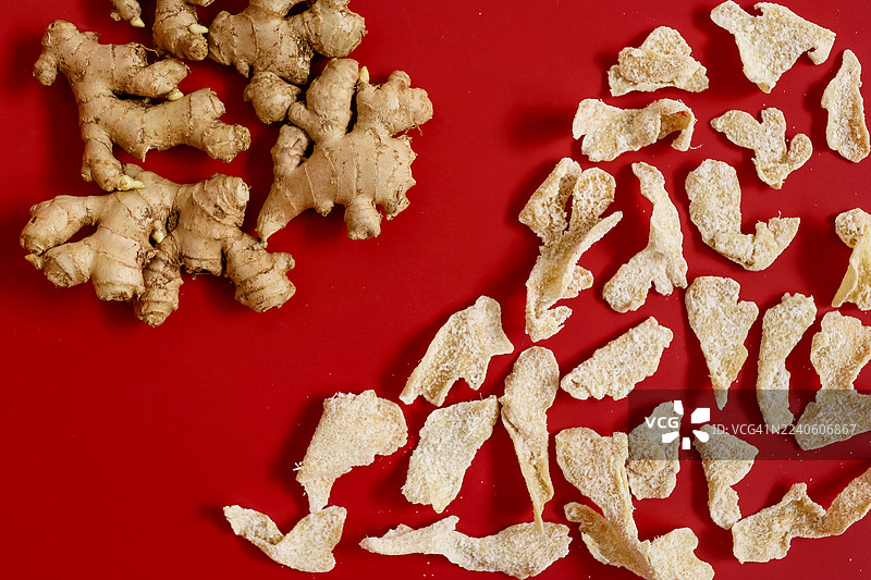 红底蜜饯姜片图片素材