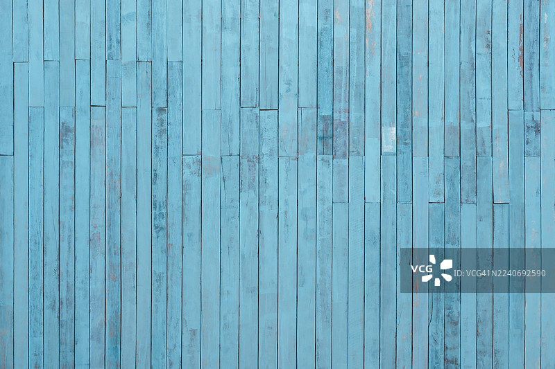 蓝色木墙的完整帧镜头，抽象背景。图片素材