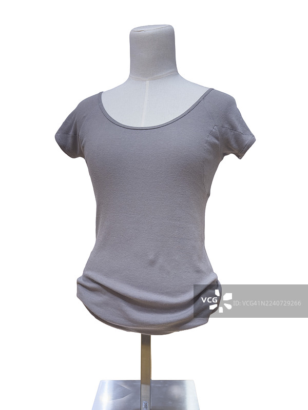 灰色短袖T恤模型抠像图图片素材