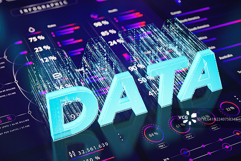 数字发光屏幕上的未来数据分析和信息图表信息图片素材