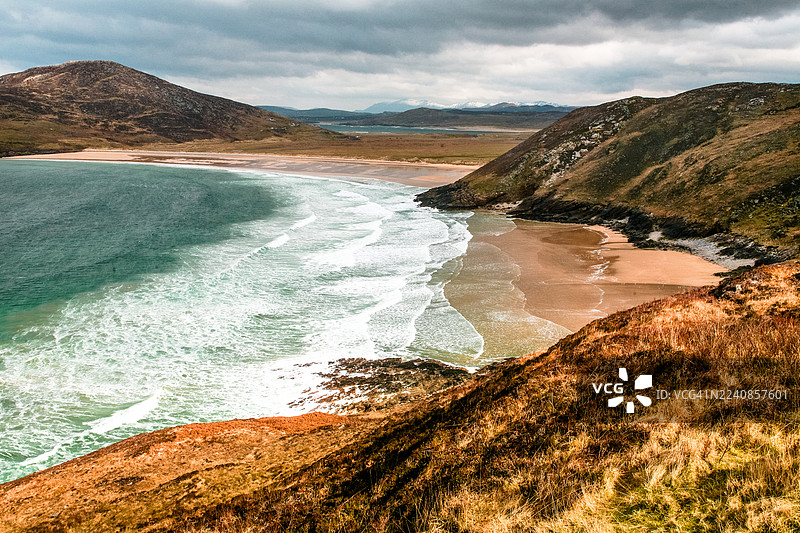 爱尔兰多尼戈尔郡特拉纳罗斯安海滩的俯瞰图图片素材
