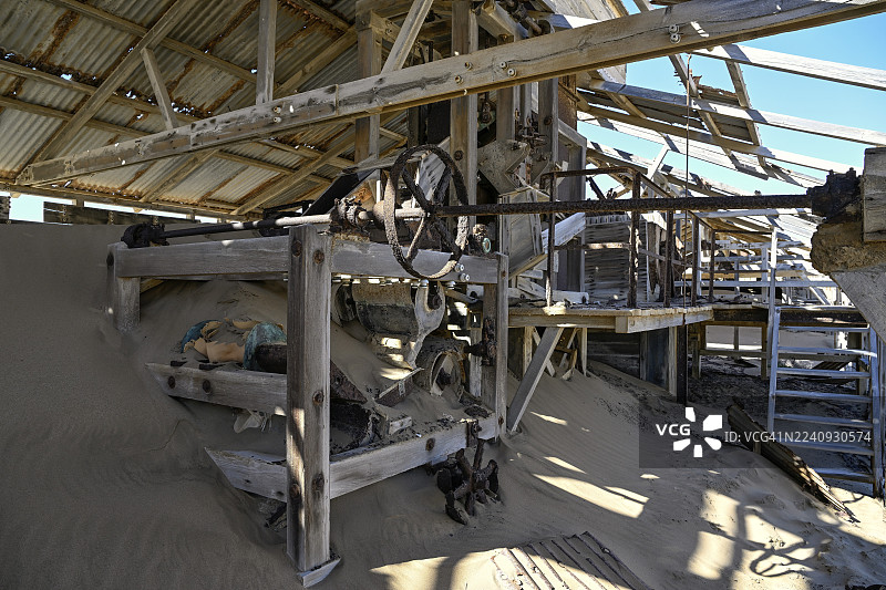 纳米比亚卡拉斯地区吕德里茨附近的普马洛纳被毁建筑，钻石禁区图片素材