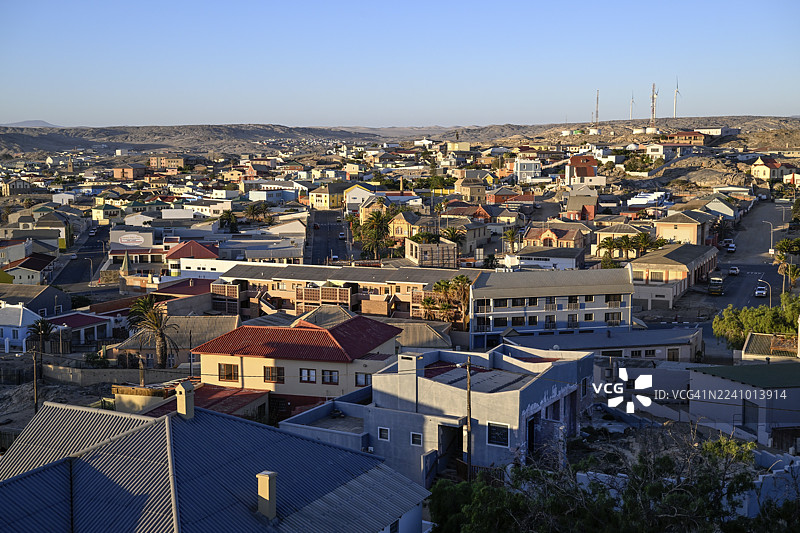 纳米比亚卡拉斯地区吕德里茨老城区的蓝色时光景观图片素材