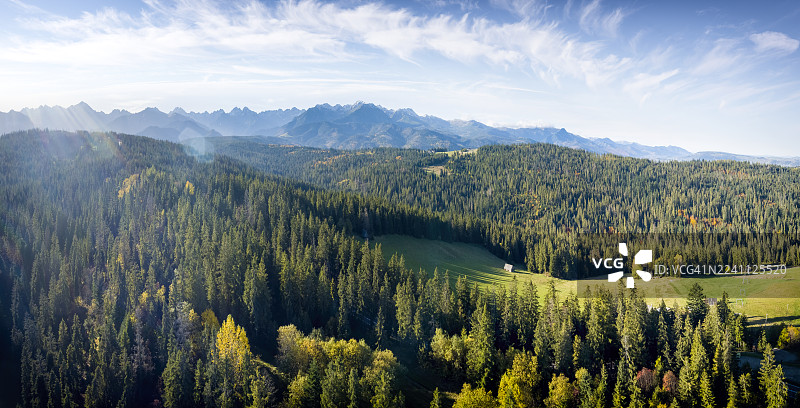 波兰假期 - 从布科维纳塔特尔赞斯卡鸟瞰塔特拉山（Tatra Mountains）图片素材