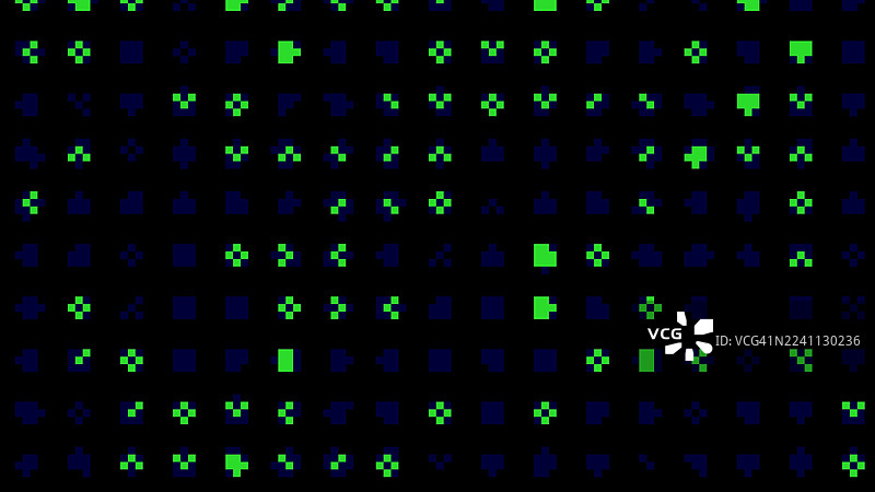 复古像素艺术图案，采用霓虹绿和蓝色，致敬80年代和故障美学图片素材