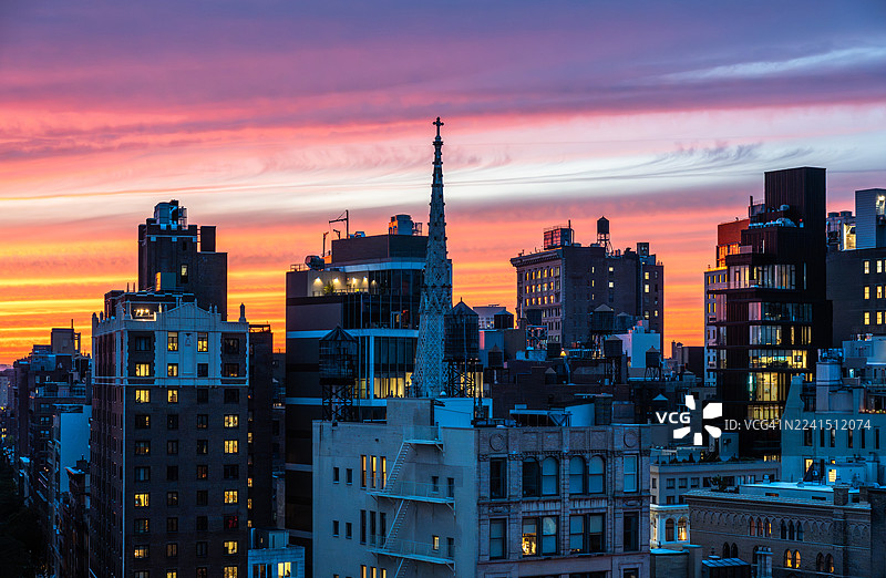 纽约东村的日落景象图片素材
