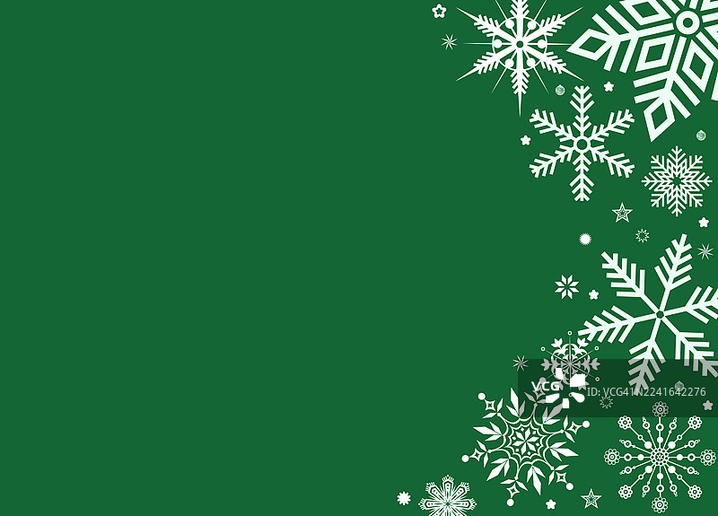 圣诞节背景，带有雪花，绿色调，留有文字复制空间图片素材