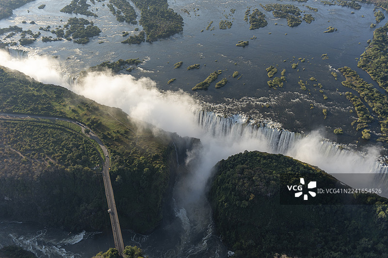 航拍赞比西河维多利亚瀑布 - 直升机摄影图片素材