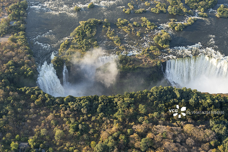 维多利亚瀑布，赞比西河，航拍（直升机摄影）图片素材