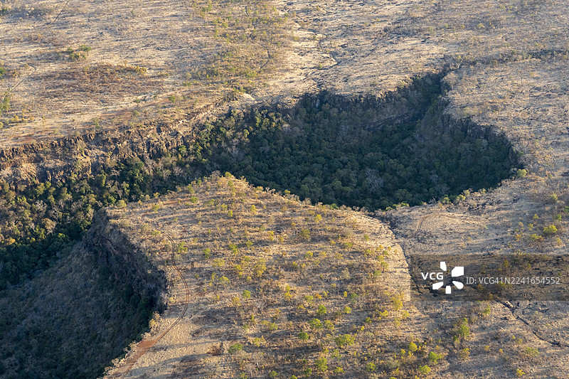 维多利亚瀑布，赞比西河，空中视角，直升机摄影图片素材