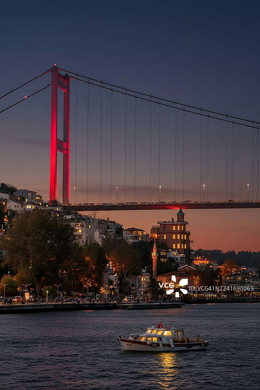 鲁梅利希萨尔和博斯普鲁斯大桥的暮光之美图片素材