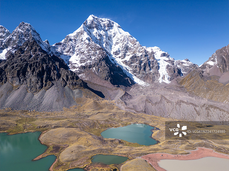 秘鲁安第斯山脉奥桑加特峰的湖泊图片素材