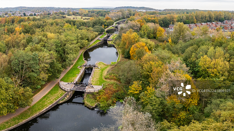 维根船闸飞行全景图片素材