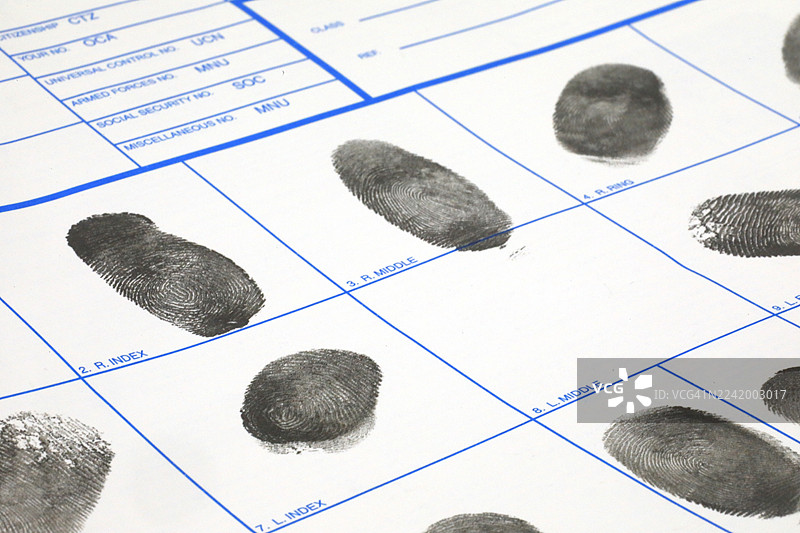 用于个人背景识别的指纹卡图片素材