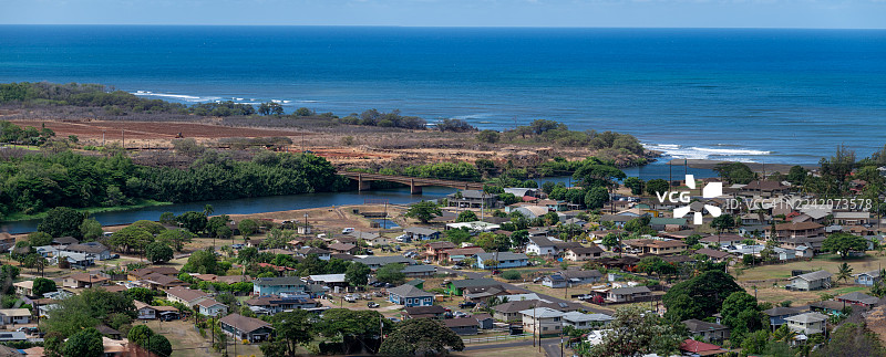 怀梅阿河与怀梅阿历史小镇。1778年，首批抵达夏威夷的欧洲人登陆于怀梅阿。图片素材
