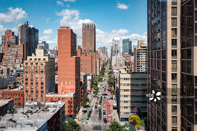 美国纽约市曼哈顿第一大道城市街景图片素材
