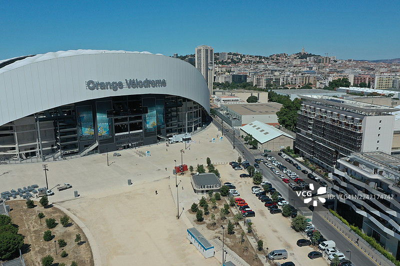 法国罗讷河口马赛韦洛德罗姆球场与勒普拉多地区图片素材