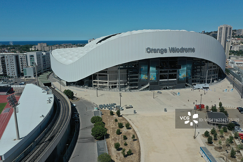 法国罗讷河口省马赛韦洛德罗姆球场和勒普拉多区图片素材