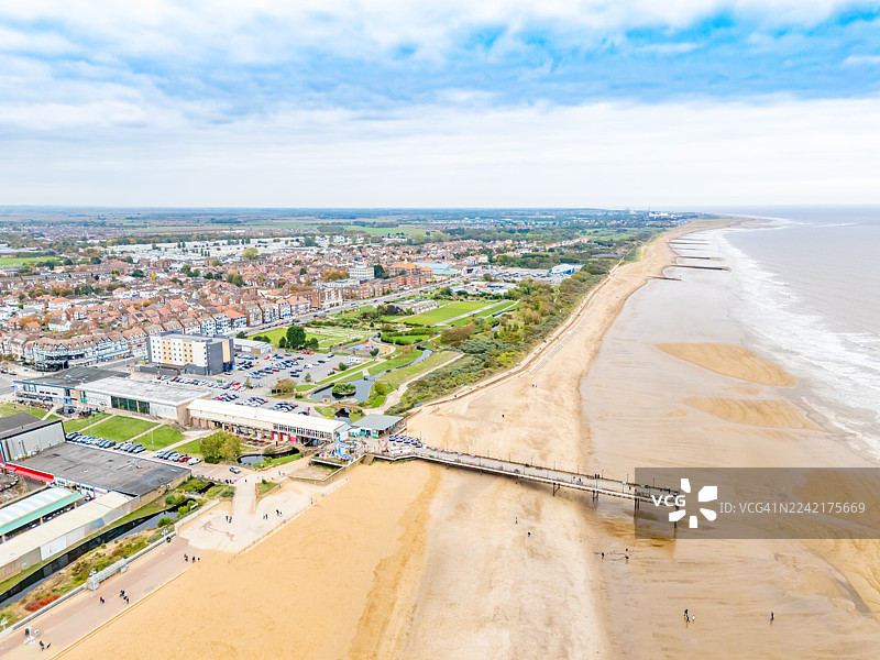 斯凯格内斯海滩和码头在低潮时图片素材