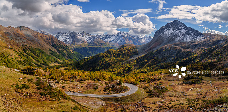 瑞士，欧洲，伯尔尼纳山口公路图片素材
