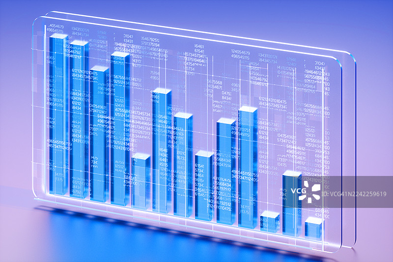 数字面板上抽象的向下移动的条形图图片素材