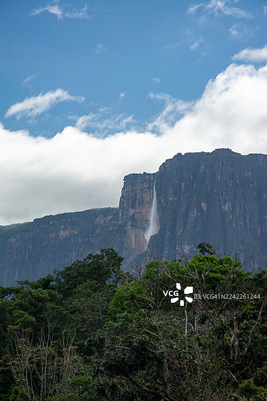 天使瀑布，或称丘伦梅鲁瀑布。世界上最高的瀑布。卡奈玛国家公园。热带雨林，位于委内瑞拉心脏地带。泻湖、特普伊山、石山。世界上最古老的地区。图片素材