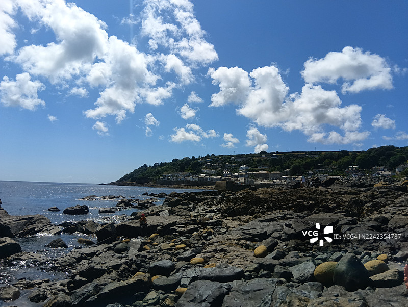 康沃尔郡莫斯霍尔海滩的岩石景观图片素材