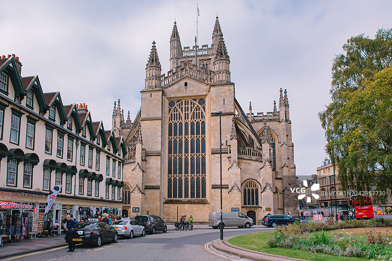 巴斯修道院，一座晚期中世纪教堂，拥有乔治·吉尔伯特·斯科特爵士设计的维多利亚哥特式内部。图片素材