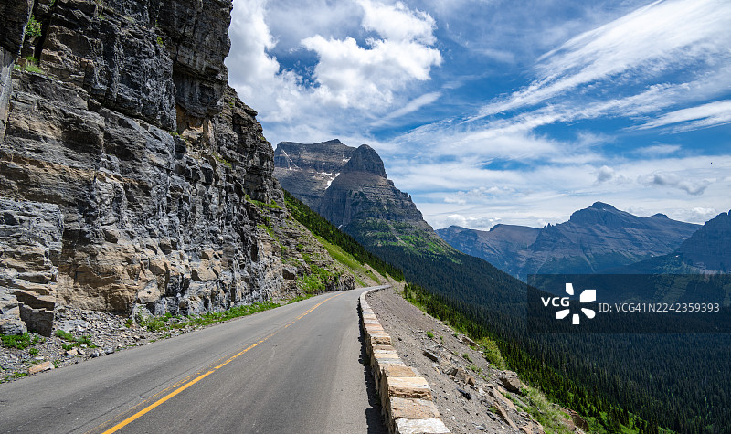 冰川国家公园“通往太阳之路”上的风景驾车之旅图片素材