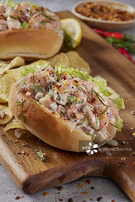 奶油虾仁沙拉迷你汉堡图片素材