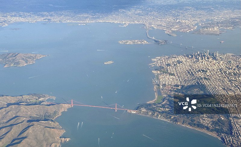 旧金山湾区高空鸟瞰图片素材