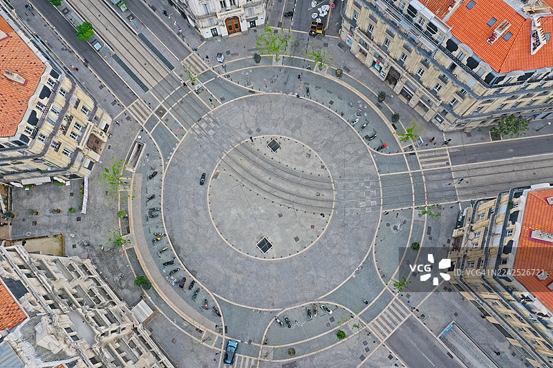 马赛二区，萨迪·卡诺广场和共和国街的环岛，欧洲地中海区，市政厅和贝尔松斯区，罗讷河口省，法国图片素材