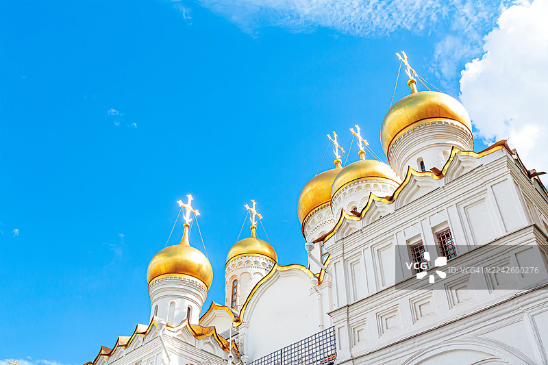 莫斯科克里姆林宫报喜大教堂的金色圆顶图片素材