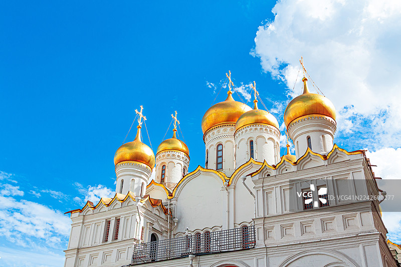 莫斯科克里姆林宫报喜大教堂的金顶图片素材