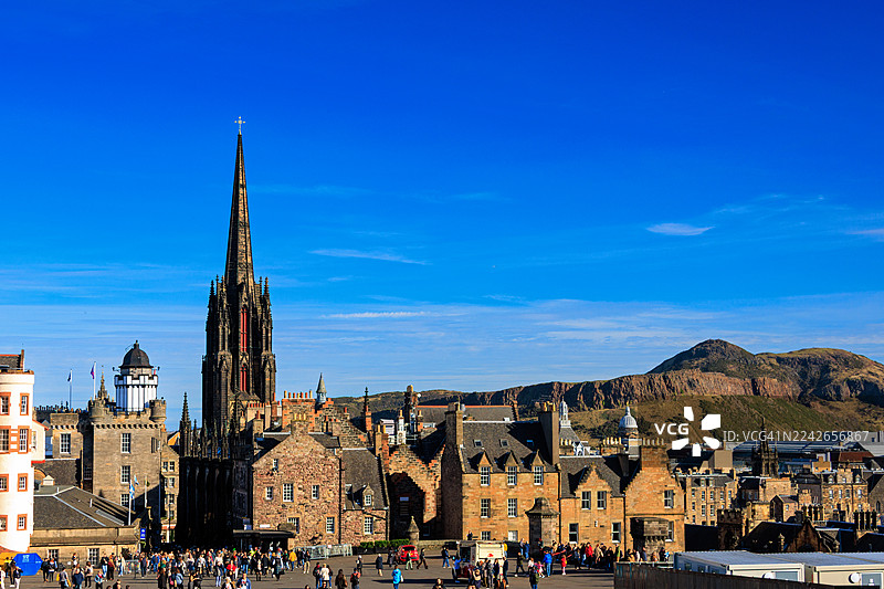 爱丁堡老城和亚瑟王座的景观图片素材