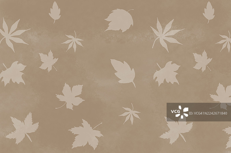 暖灰褐色调的水彩秋叶背景图片素材