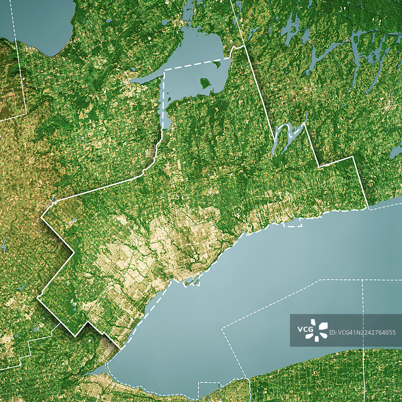 多伦多大都会区安大略省卫星地形图三维渲染彩色边框图片素材