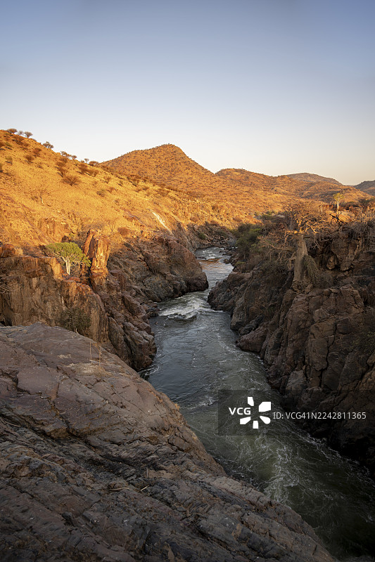 库内内河，日落，考科维尔德，纳米比亚图片素材