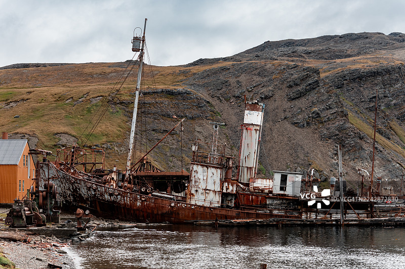 格里特维肯的生锈捕鲸船图片素材