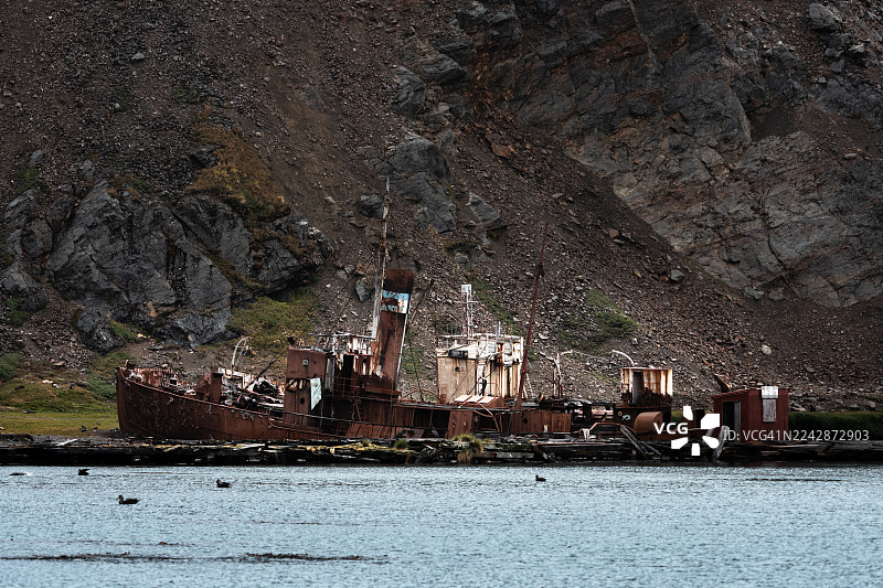 格里特维肯的生锈捕鲸船图片素材