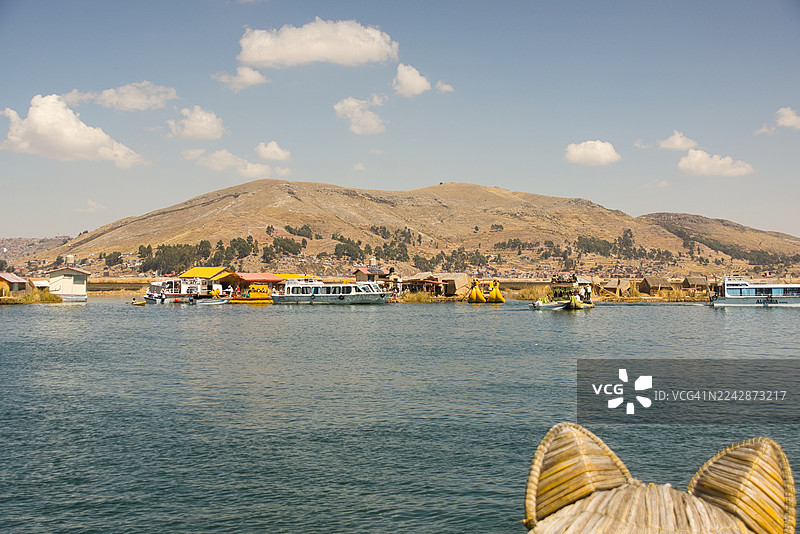 的的喀喀湖乌鲁斯浮岛村图片素材