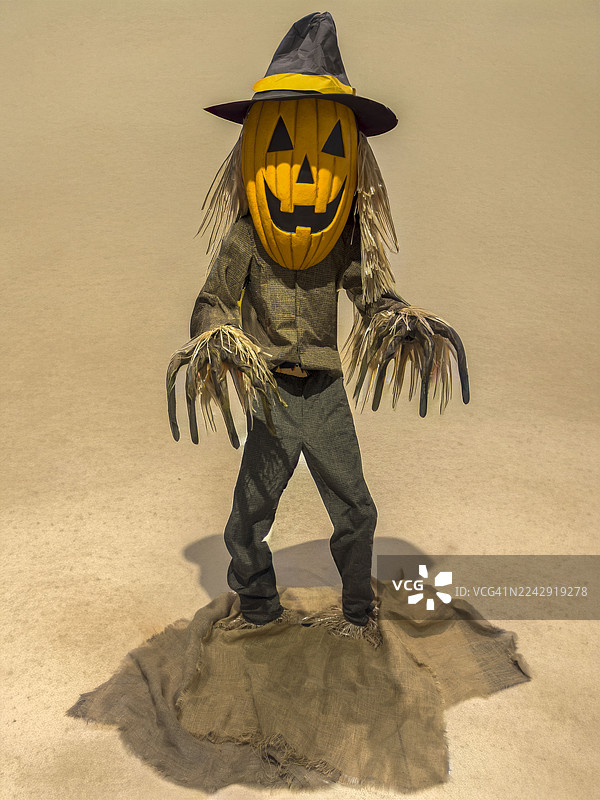 万圣节装饰，动画南瓜头稻草人图片素材