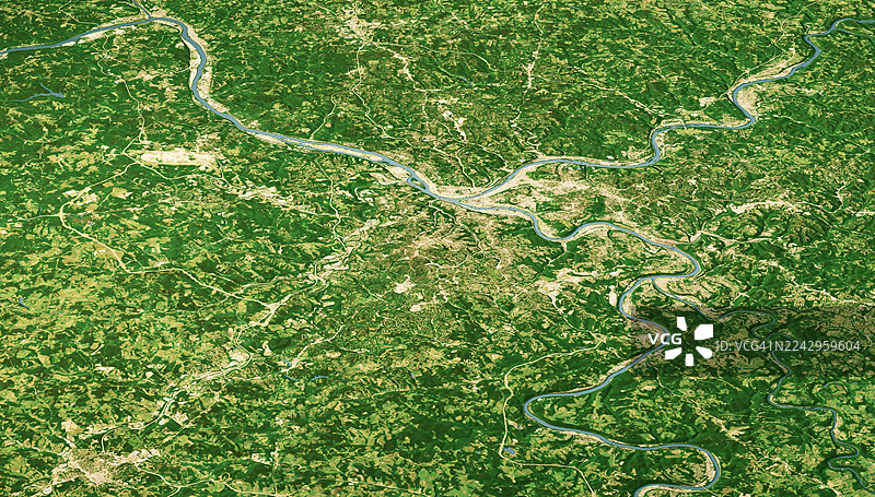 Allegheny County PA Satellite Landscape View 3D Render Color图片素材