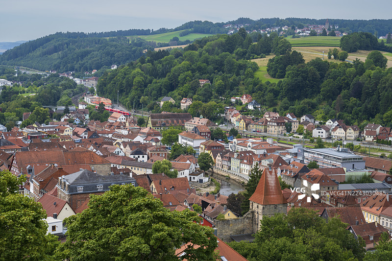 罗森堡要塞，上弗兰肯，弗兰肯，巴伐利亚，德国的城市景观图片素材