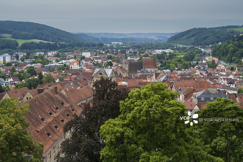 罗森堡要塞俯瞰上弗兰肯、弗兰肯、巴伐利亚、德国的城市景色图片素材