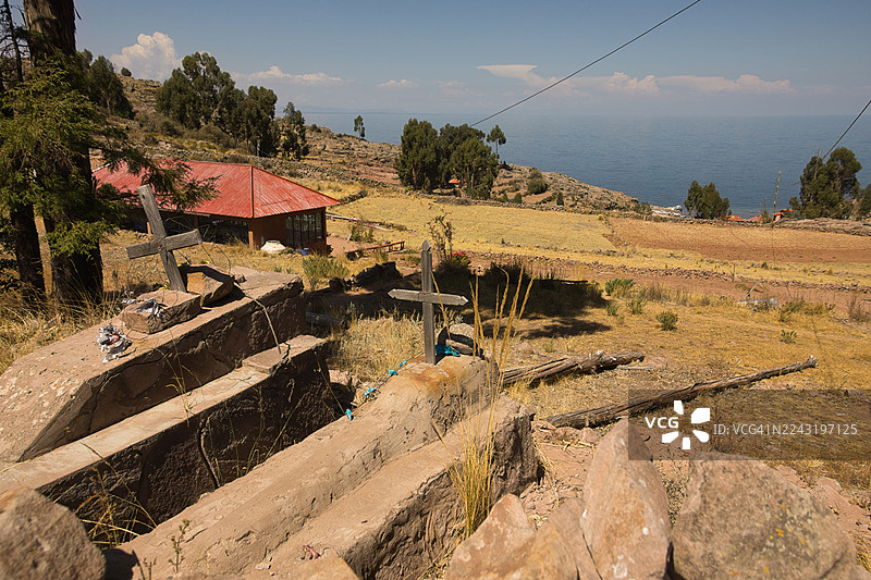 的的喀喀湖，塔基勒岛风景图片素材