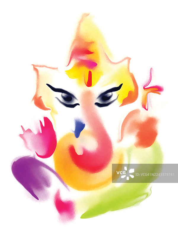 象头神甘尼许创意艺术绘画笔触背景图片素材