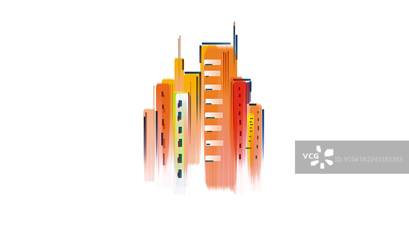 城市景观高层建筑施工艺术创意绘画笔触背景图片素材